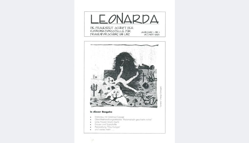 Leonarda - Frauenzeitschrift der Koordinationsstelle, Titelblatt von Ausgabe 1/1995 (Archiv der JKU) 